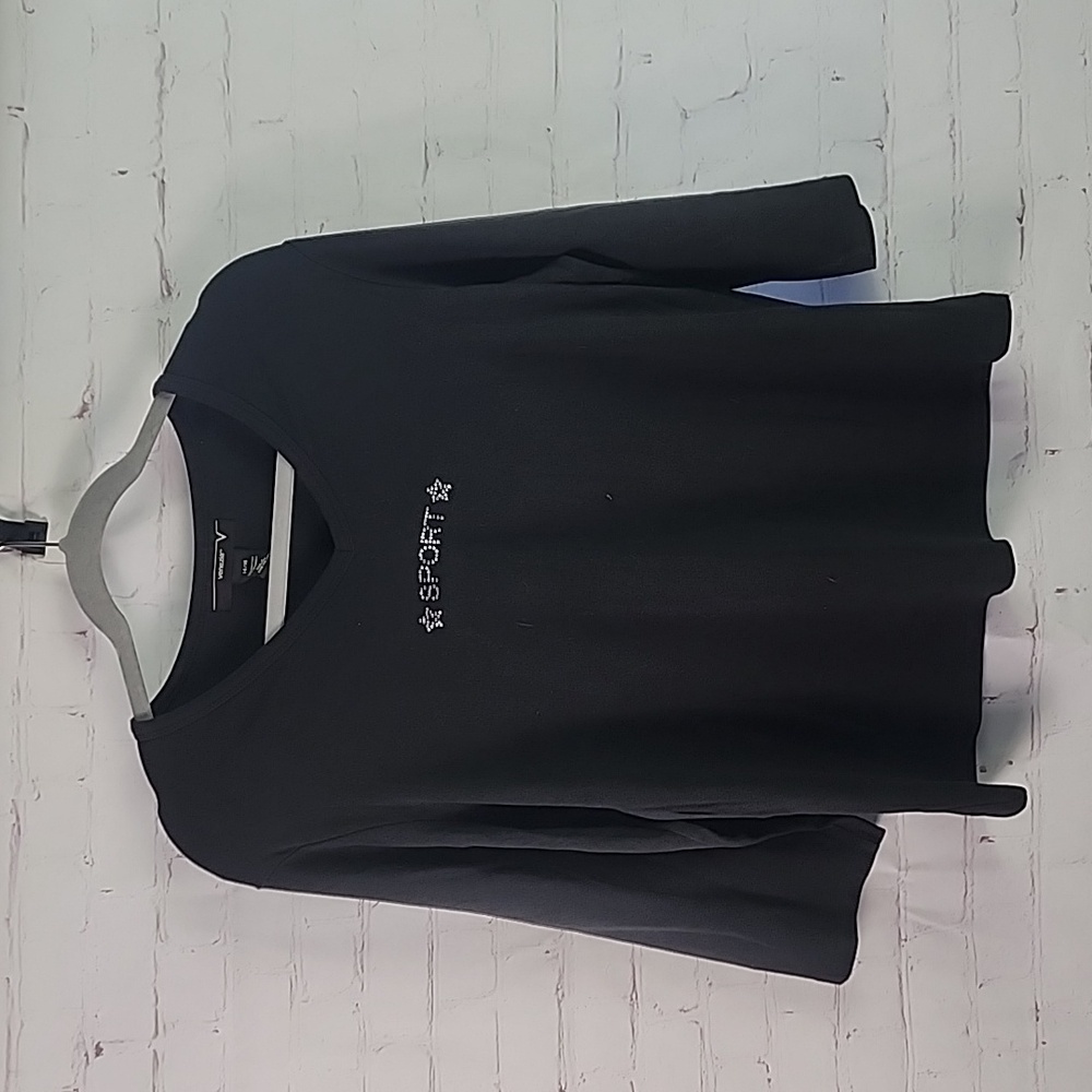 Lane Bryant 14/16 3/4 Sleeve Black Top